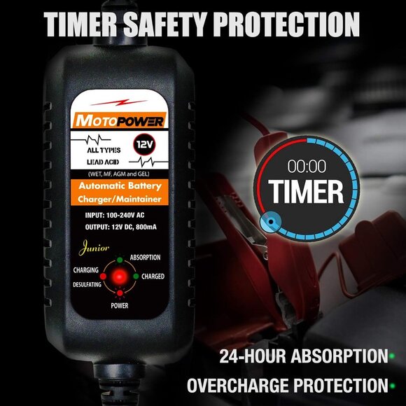MP00205A 12V 800mA Automatic Battery Charger, Maintainer, Trickle and Desulfator - Picture 4 of 9